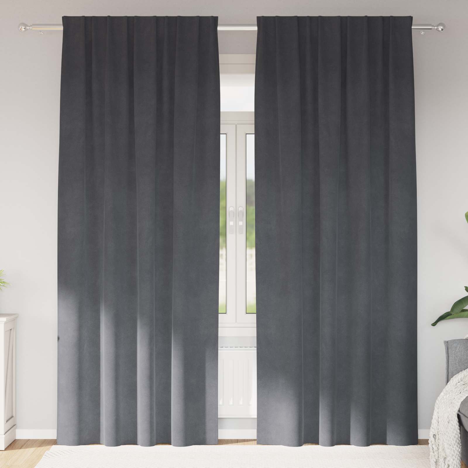 vidaXL Verhot 2 kpl Vaaleanharmaa 140 x 260 cm Sametti