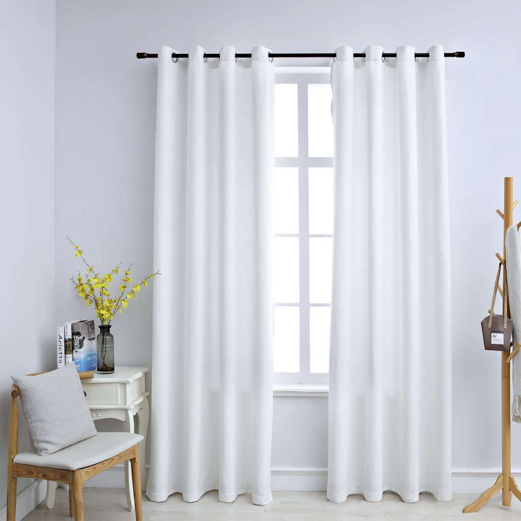 vidaXL Pimennysverhot metallirenkailla 2 kpl valkoinen 140x175 cm