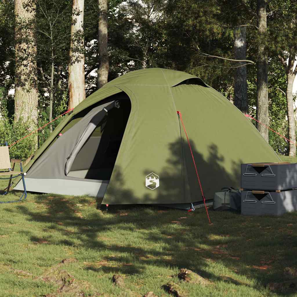 vidaXL Camping Teltta Dome 4-hengen oliivinvihreä vedenpitävä